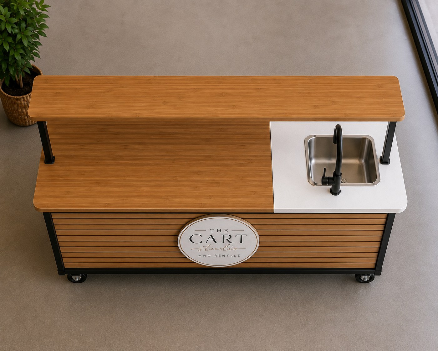 Overhead view of the espresso cart