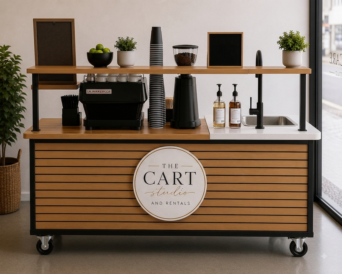 Cart set up as an espresso bar